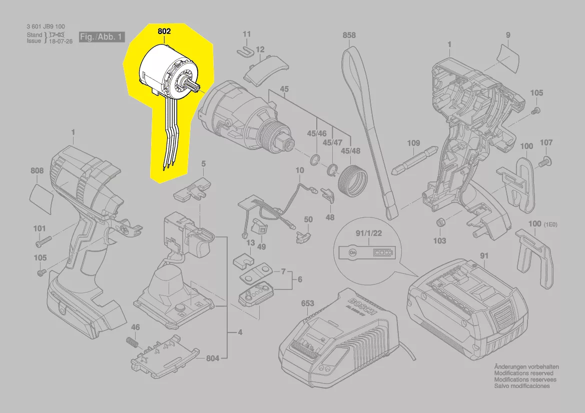 Moteur 18V réf. 2 609 199 548 Bosch